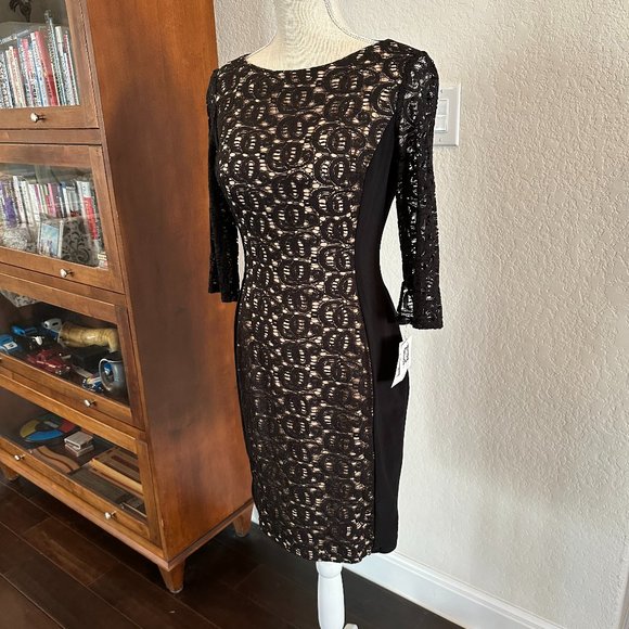 ANN KLEIN Classic Black Lace Sheath Dress - 2 - Picture 10 of 14
